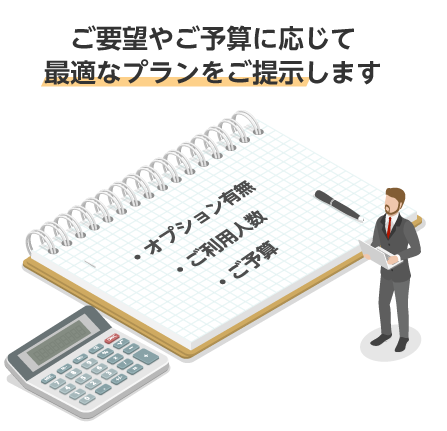 ご要望やご予算に応じて最適なプランをご提示します